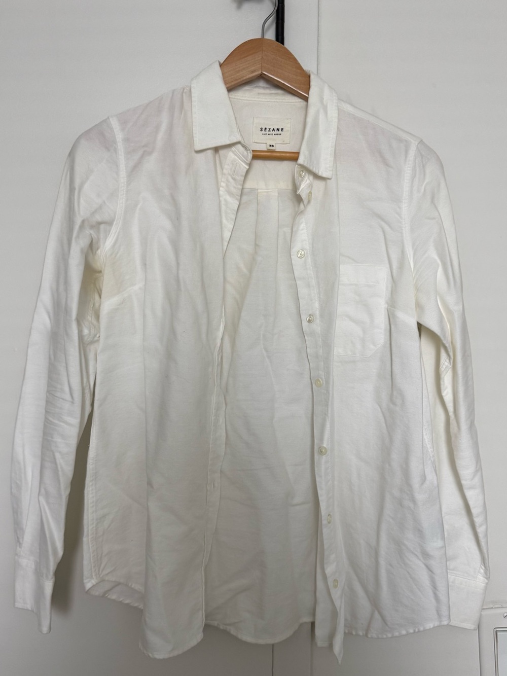 Sezane White Classic Cotton Button-Up Shirt